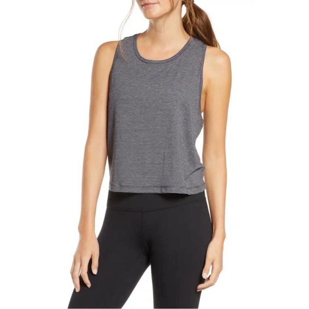 Zella Black Stripe Racerback Tank Top